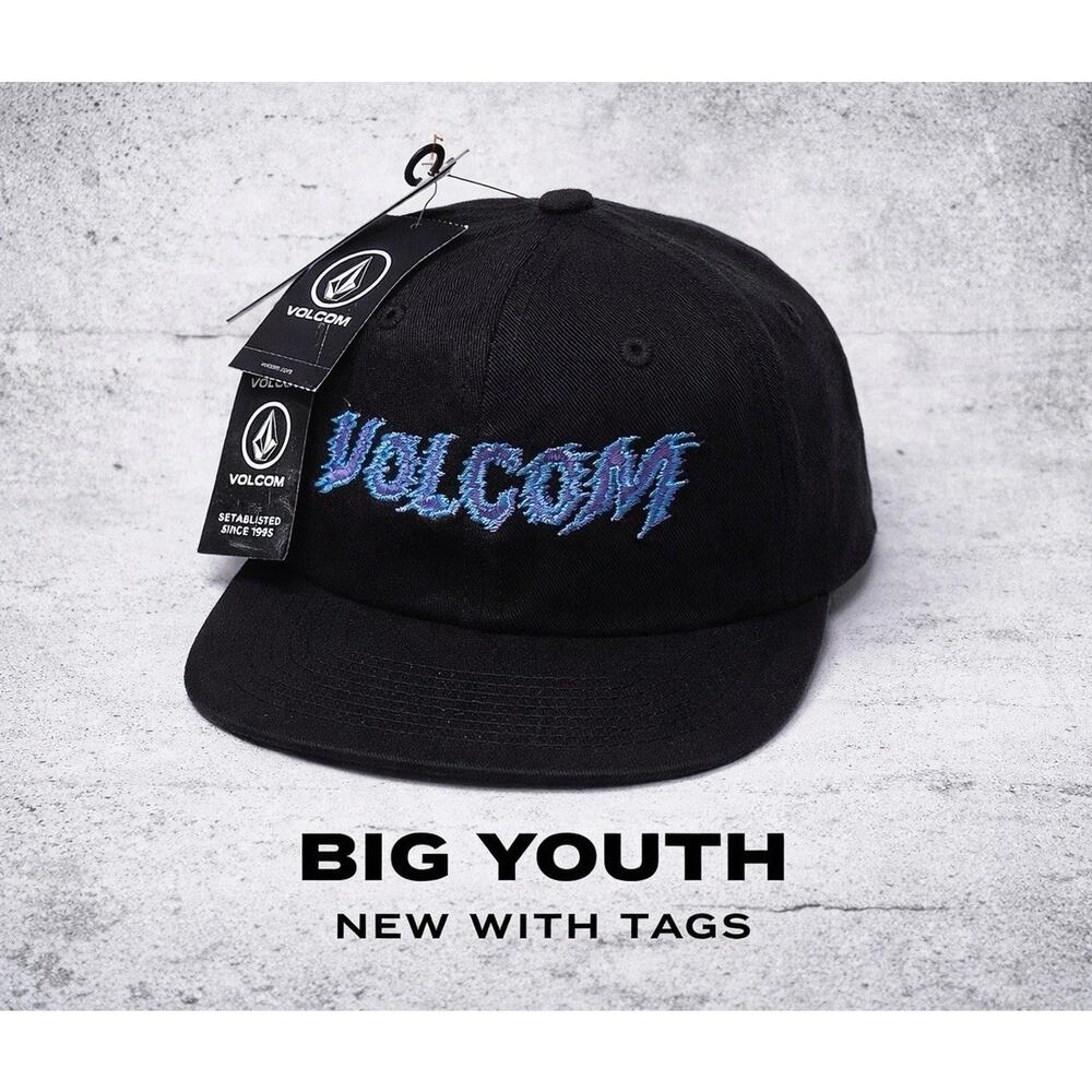 Volcom Snapback Hat Youth One Size Black FA Tetsunori Logo Cap NWT